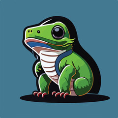Cute Lizard Vector Logo Icon Sports Mascot flat vector illustration