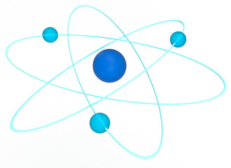 原子と電子の構成図の3Dイラストレーション