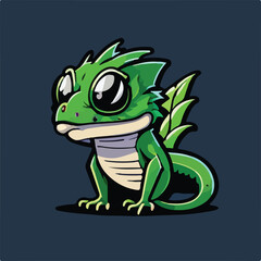 Cute Lizard Vector Logo Icon Sports Mascot flat vector illustration