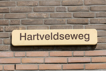 Street Sign Hartveldseweg At Amsterdam The Netherlands 17-5-2023