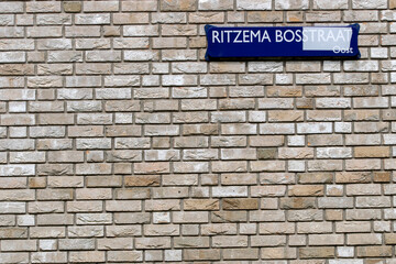 Fototapeta na wymiar Street Sign Ritzeman Bosstraat At Amsterdam The Netherlands 18-5-2023
