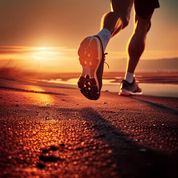 Pernas de um corredor correndo na rua IA generativa