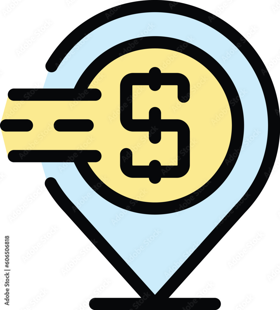 Poster financial location icon. outline financial location vector icon for web design isolated on white bac