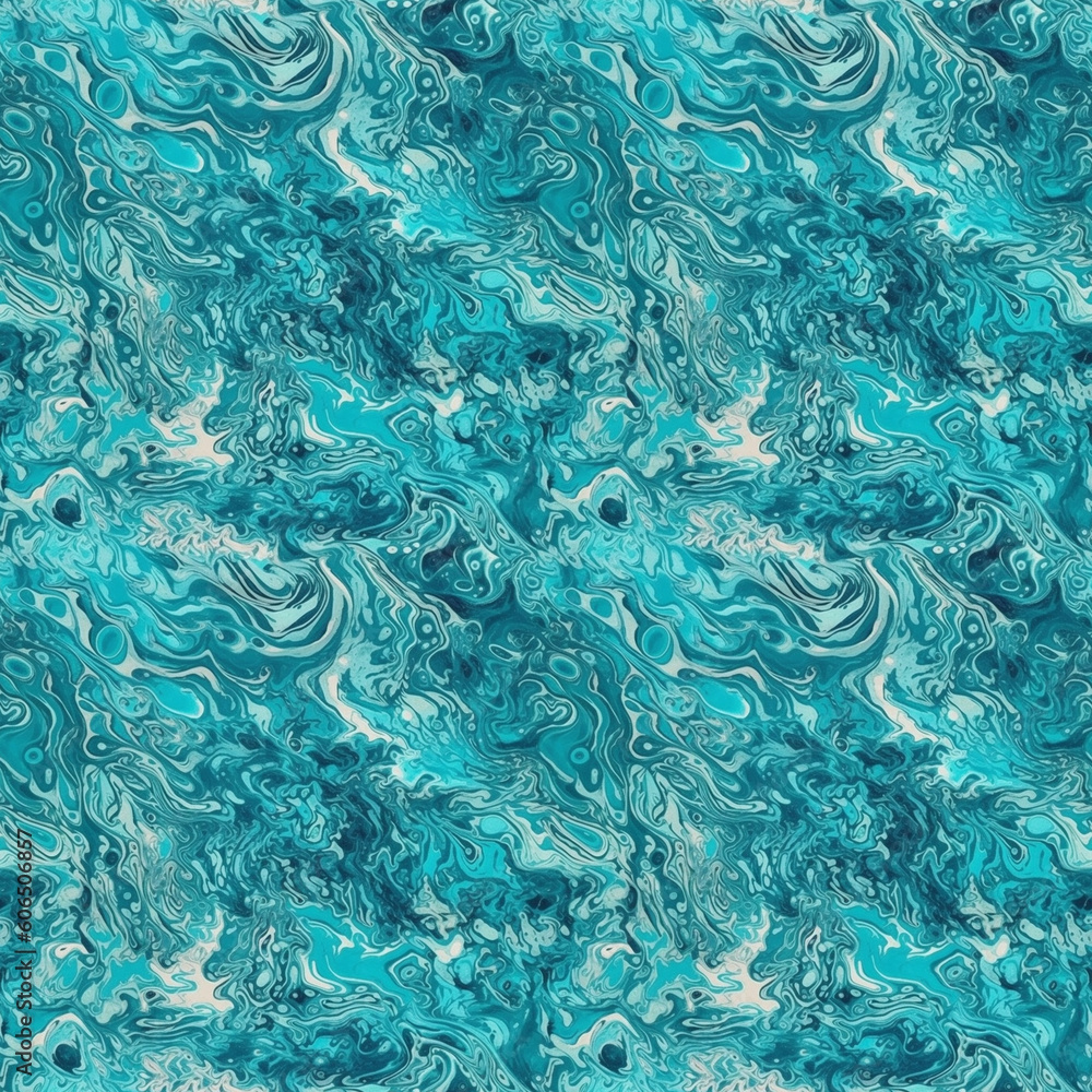 Poster aerial view to ocean waves with foam. blue water background.. ai generative illustration.