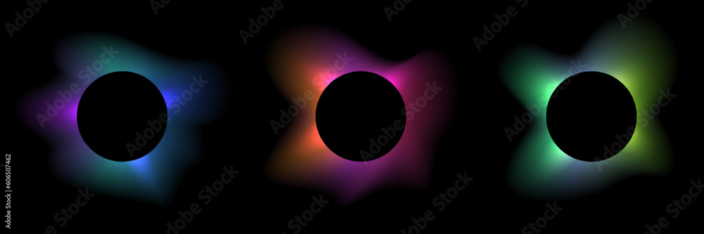 Aufkleber circle banner with gradient isolated on black background. vector set. fluid vivid gradients for bann