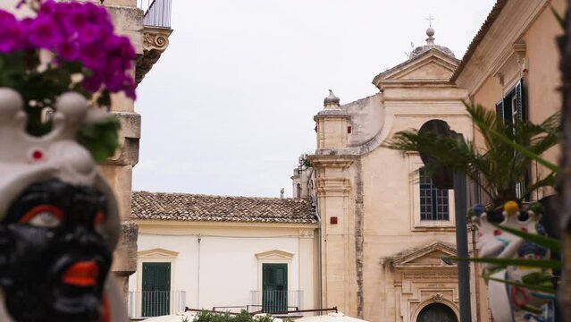 Head of Moro in Sicily near the typical church