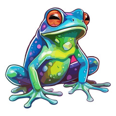 Colorful Frog pop art style, Frog Sticker, pastel cute colors