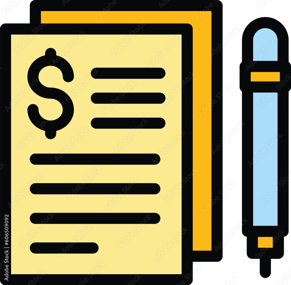 Poster financial contract icon. outline financial contract vector icon for web design isolated on white bac