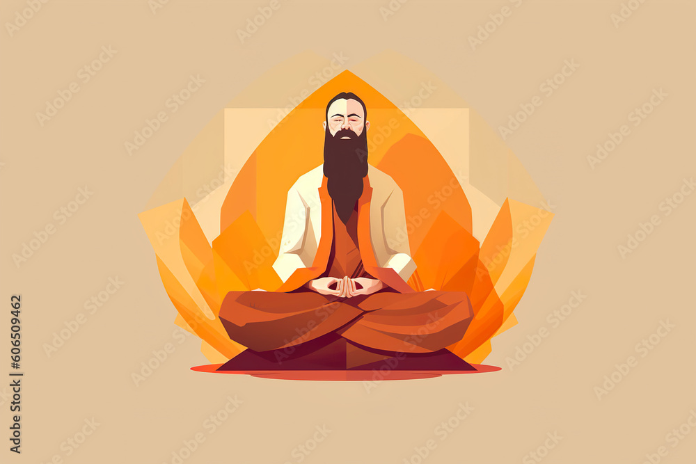 Aufkleber a man with a beard sitting in front of a fire. generative ai.
