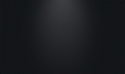 Carbon fibre texture background, New Technology abstract, vector illustration. Hexagon dark background. Black honeycomb abstract metal grid pattern technology wallpaper with light spots from lamps