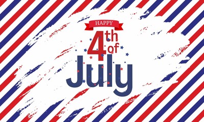 Happy Independence day, 4th of July national holiday. Festive greeting card design with stripes