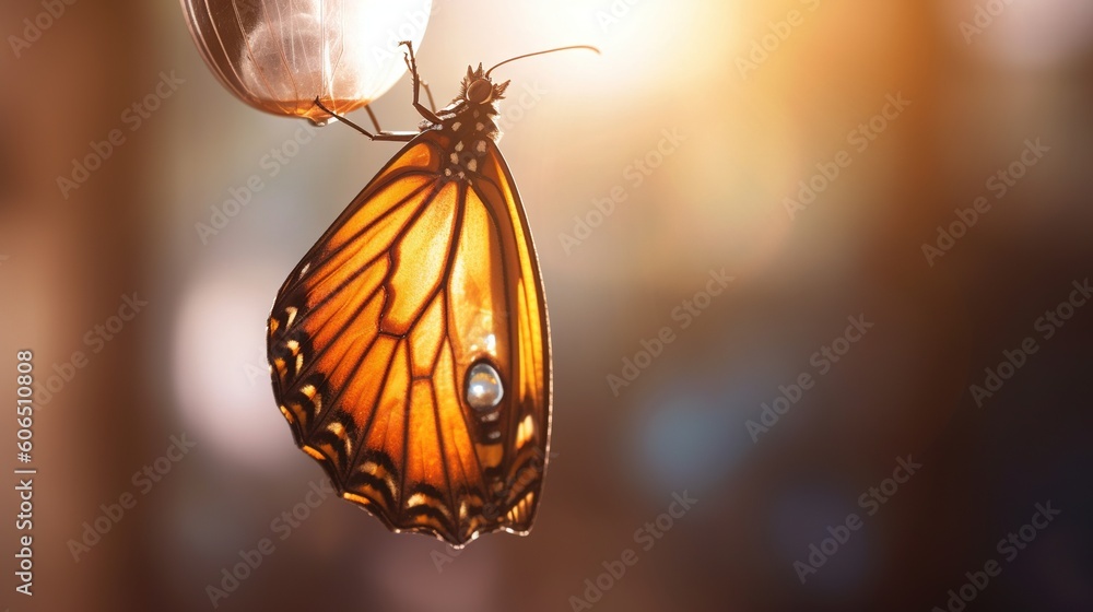 Aufkleber a butterfly that is hanging upside down on a string with its wings spread out and wings spread out t
