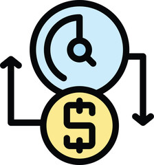 Money profit icon. Outline Money profit vector icon for web design isolated on white background color flat