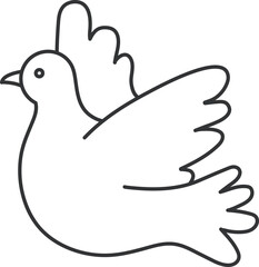 Peace dove flying icon. Illustration in outline style. Vector design.