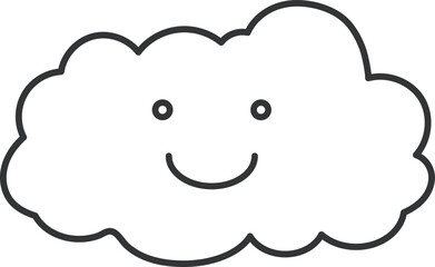 Smiling cloud icon.  Illustration in outline style. Vector design.