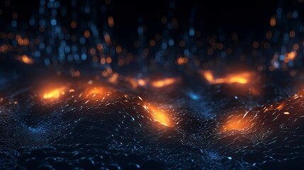 Dark blue and glow particle abstract background - explosion with alpha channel, Generative AI