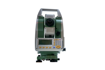 Measuring geodetic instrument for engineering works and topographic survey, isolated on white background