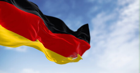 Germany national flag waving in the wind on a clear day