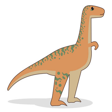 Flat in childish, cartoon style image of a funny, cute tyranzavar dinosaur, dragon