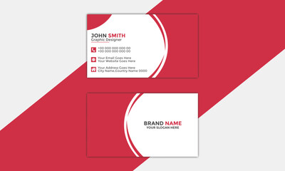Modern Corporate and Creative Business Card Design Template Double-Sided Horizontal Name Card Simple and Clean Red and Black White Visiting Card Vector Illustration Colorful Gradient Nice Design