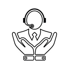 Assistance, help, support icon. Line, outline design.