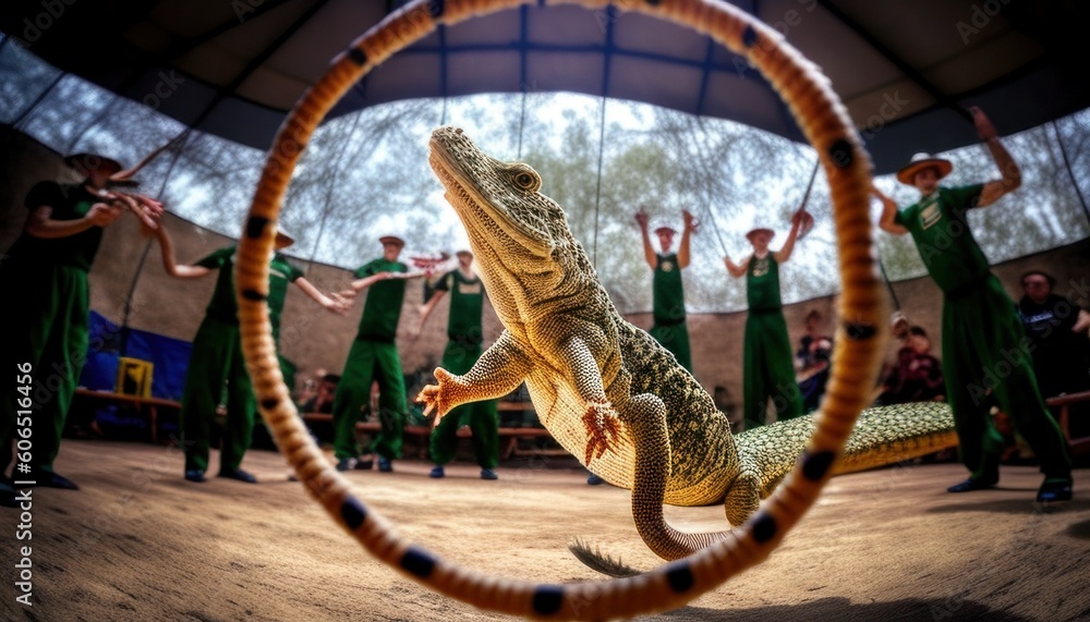 Aufkleber a lizard that is inside of a ring. generative ai image.