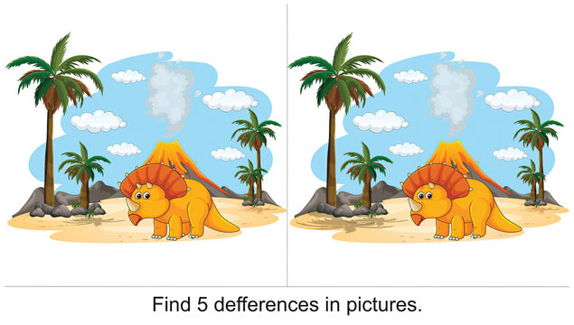 baby dinosaur walking. Find 5 differences in the picture.