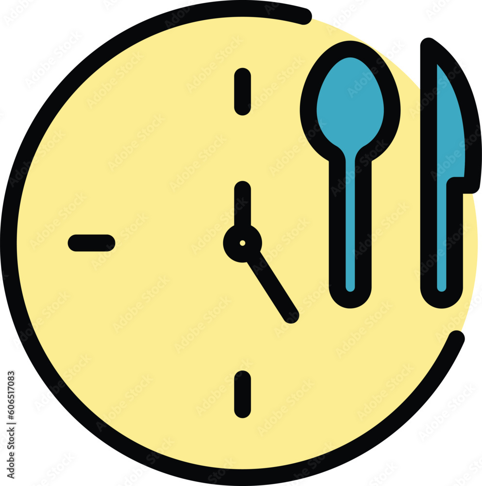 Poster lunch time icon. outline lunch time vector icon for web design isolated on white background color fl