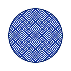 Porcelain plate with traditional blue on white design in Asian style. design pattern for background, plate, dish, bowl, lid, tray, salver, vector illustration art embroidery. diamond and line plate.