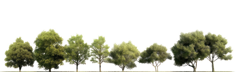 A row of green trees, isolated (Generative AI, Generativ, KI)