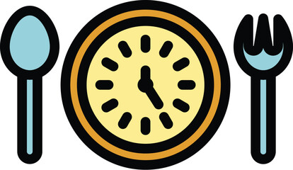 Eating cutlery icon. Outline Eating cutlery vector icon for web design isolated on white background color flat