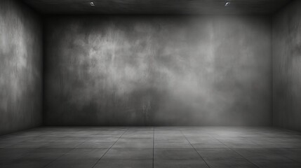 Empty dark abstract cement wall and gradient studio room with smoke float up interior texture for display products wall background, Generative AI