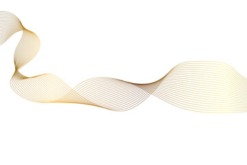 Luxury golden flowing wave curved lines, frequency wavy sound, technology curve line background. Design used for technology, science, banner, template, wallpaper, business and many more.