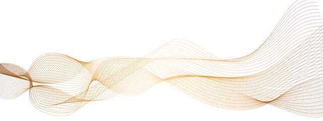 Luxury golden flowing wave curved lines, frequency wavy sound, technology curve line background. Design used for technology, science, banner, template, wallpaper, business and many more.