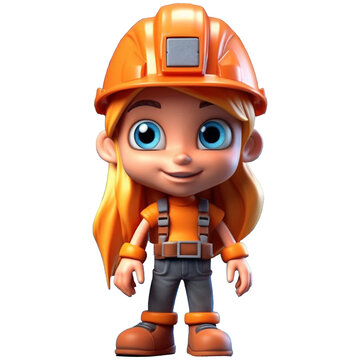 3D female, construction workers.