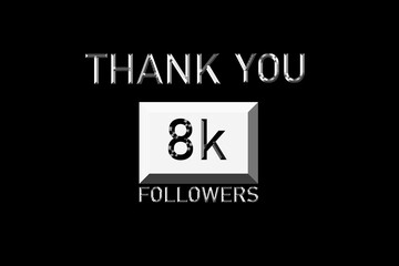 Fototapeta premium Thank you followers peoples, 8 k online social group, happy banner celebrate, Vector illustration