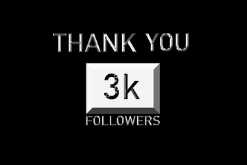 Thank you followers peoples, 3 k online social group, happy banner celebrate, Vector illustration