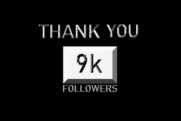 Thank you followers peoples, 9 k online social group, happy banner celebrate, Vector illustration