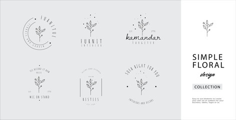Hand drawn minimalist flower logo pack elements for easy use