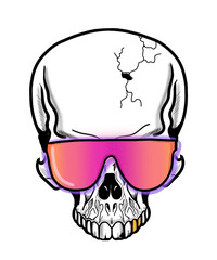 skull with neon sunglasses 