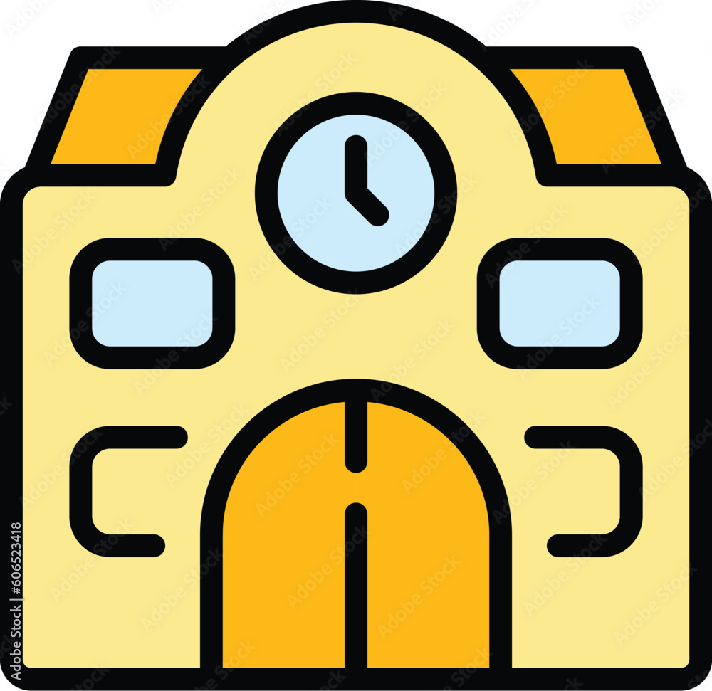 Poster education building icon. outline education building vector icon for web design isolated on white bac