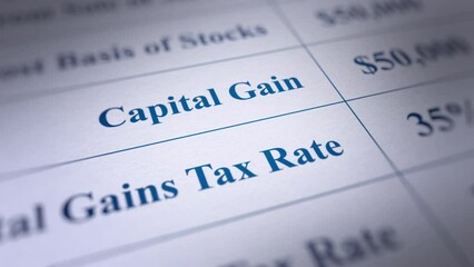 Animated Financial Report with a Focus on Capital Gain Figures. Fictitious Data Created Exclusively for This Concept Footage
