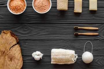 Bathing cosmetics products with bamboo toothbrushes and sponges
