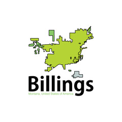 Map Of Billings Montana City Geometric Creative Design