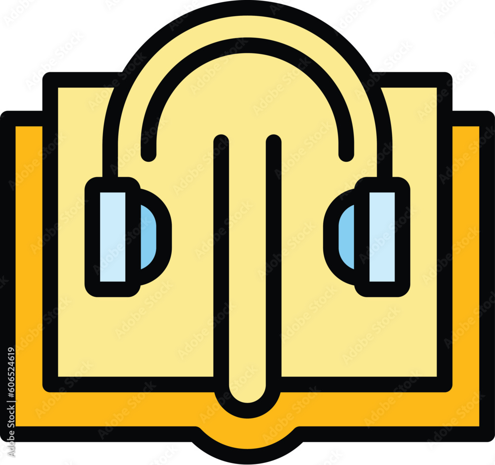 Poster audio book icon. outline audio book vector icon for web design isolated on white background color fl