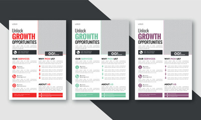 a4 flyer for professional business | 3 color bundle corporate flyer