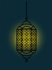 Vector illustration of an eastern lamp for an Islamic mosque or Arabian lighting for Ramadan Islamic lamp symbols in a vector