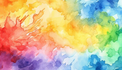 Rainbow Abstract Bright watercolor and gouache background in different hues, shades and textures. Hand-painted wet on wet technique artistic background.