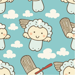 cute simple angel food cake pattern, cartoon, minimal, decorate blankets, carpets, for kids, theme print design
