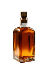 Naklejka na ściany i meble A full glass bottle of whisky, cognac on a transparent background, Generative AI